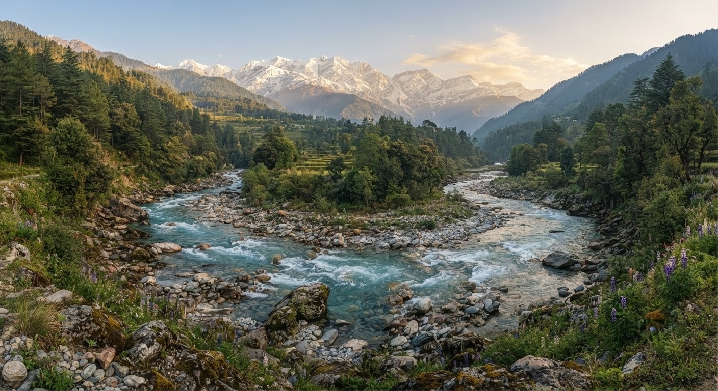 1000114618 Crystal-clear Tirthan River flowing through Himachal Pradesh