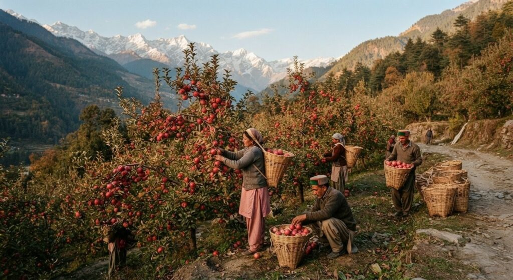 Apple orchards in Tirthan Valley